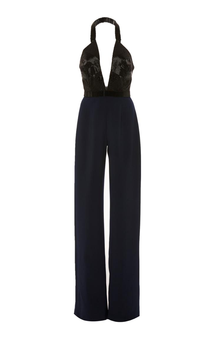 Alexandra Vidal M'o Exclusive: Plunge Neckline Beaded Jumpsuit