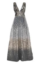 Alberta Ferretti V-neck Embellished Fil Coupe A-line Gown