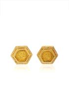 Eleuteri Vintage 18k Yellow Gold Roman Coin Stud Earrings