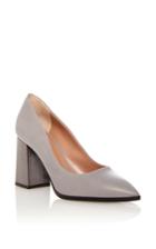 Pollini Grey Calf Leather Diamond Pump