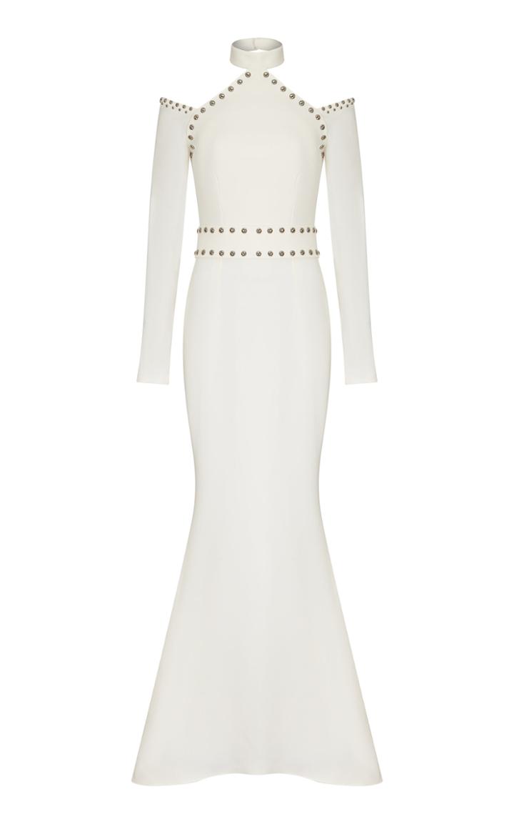 Moda Operandi Safiyaa Vegas Studded Heavy Crepe Gown
