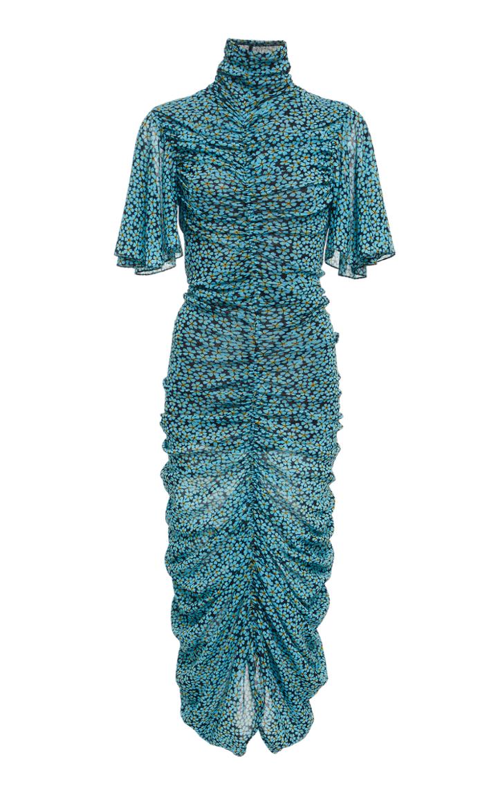 Diane Von Furstenberg Flutter Sleeve Ruched Bodycon Dress