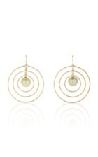 Mizuki 14k Pistachio Pearl And Diamond Three Ring Earring