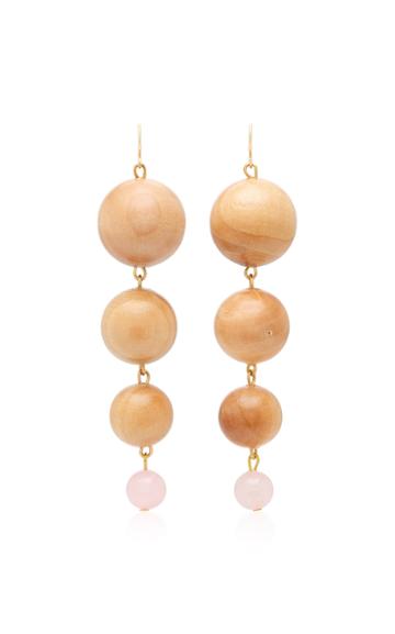 Sophie Monet The Trevi Pine Wood And Rose Quartz Earrings