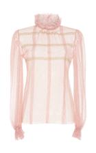Luisa Beccaria Tulle And Lace Long Sleeve Blouse