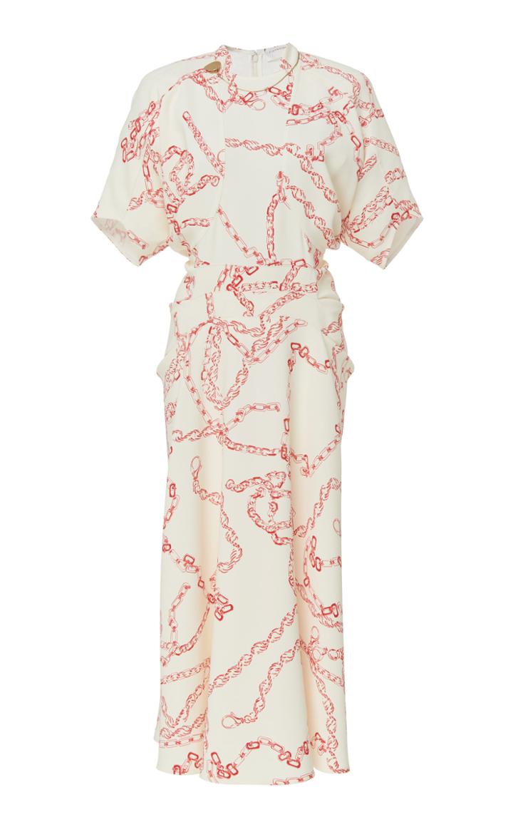 Victoria Beckham Printed Crepe Batwing Midi Dress