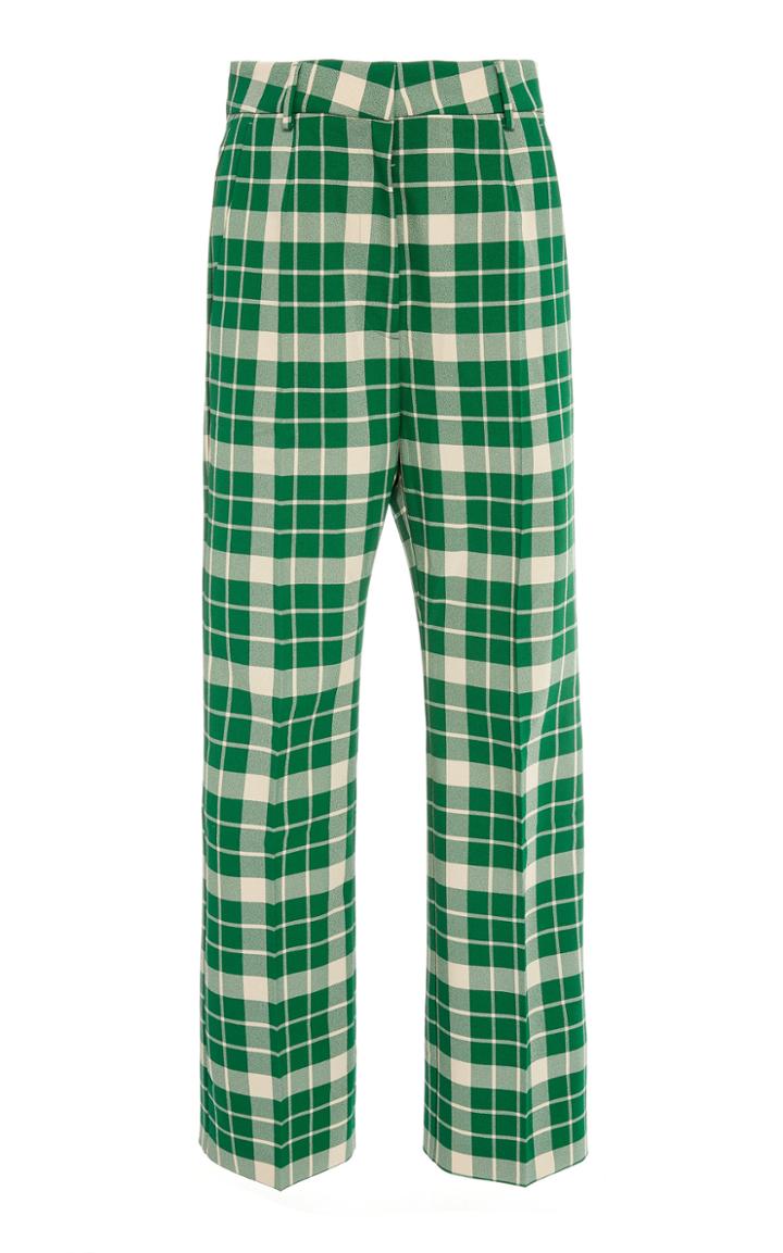 Mm6 Checked Crepe Straight-leg Trousers
