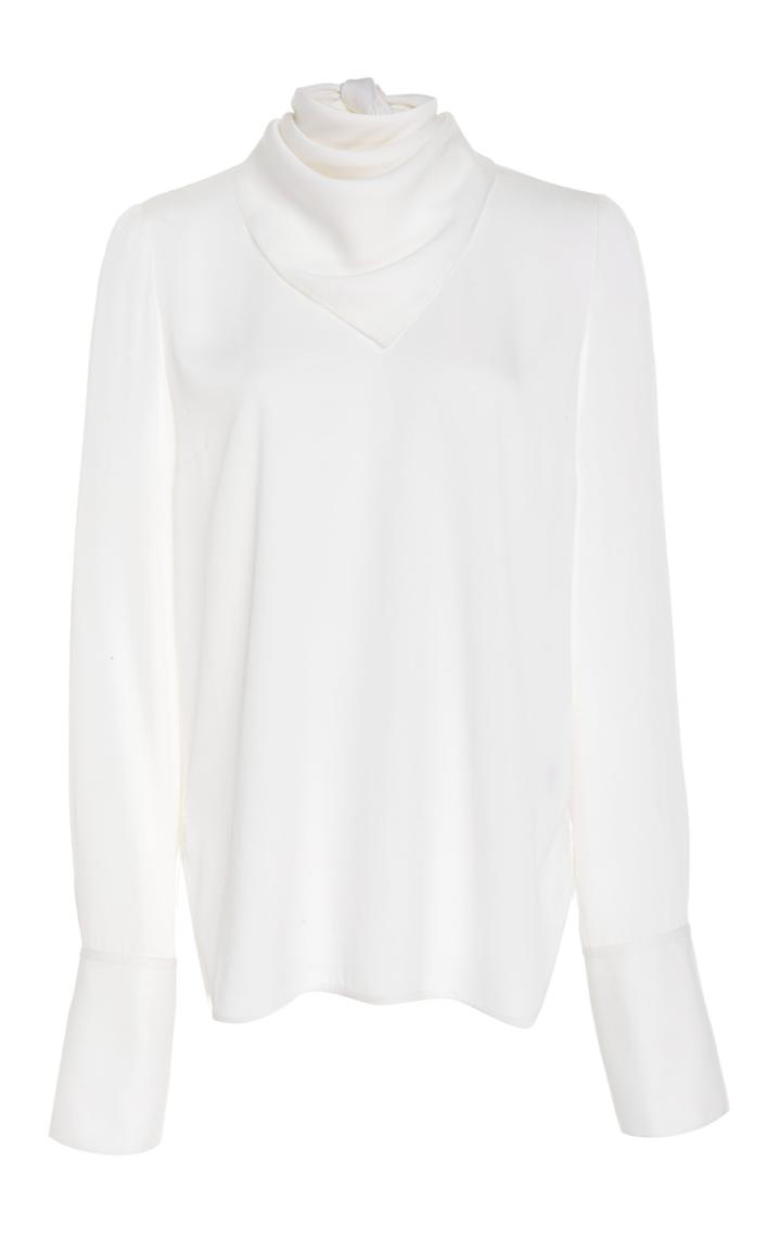 Summa Crew-neck Silk Blouse With Detachable Scarf
