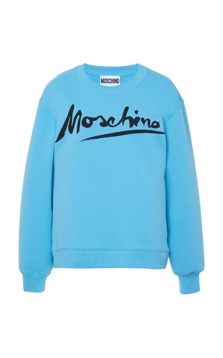 Moda Operandi Moschino Logo-printed Cotton Fleece Sweatshirt Size: 38