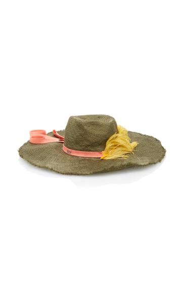 Littledoe M'o Exclusive Monogrammable Salvaza Straw Hat With Feather And Rayon Ribbon