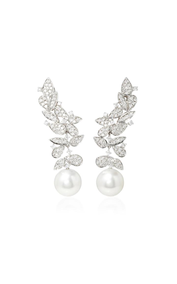 Hueb Gala 18k White Gold Diamond And Pearl Earrings
