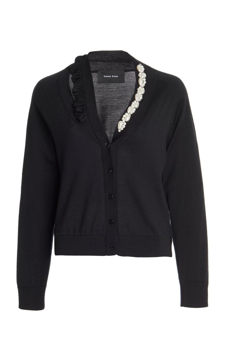 Moda Operandi Simone Rocha Beaded Wool-blend Cardigan