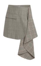 Monse Dual Plaid Cascade Wool-blend Mini Skirt