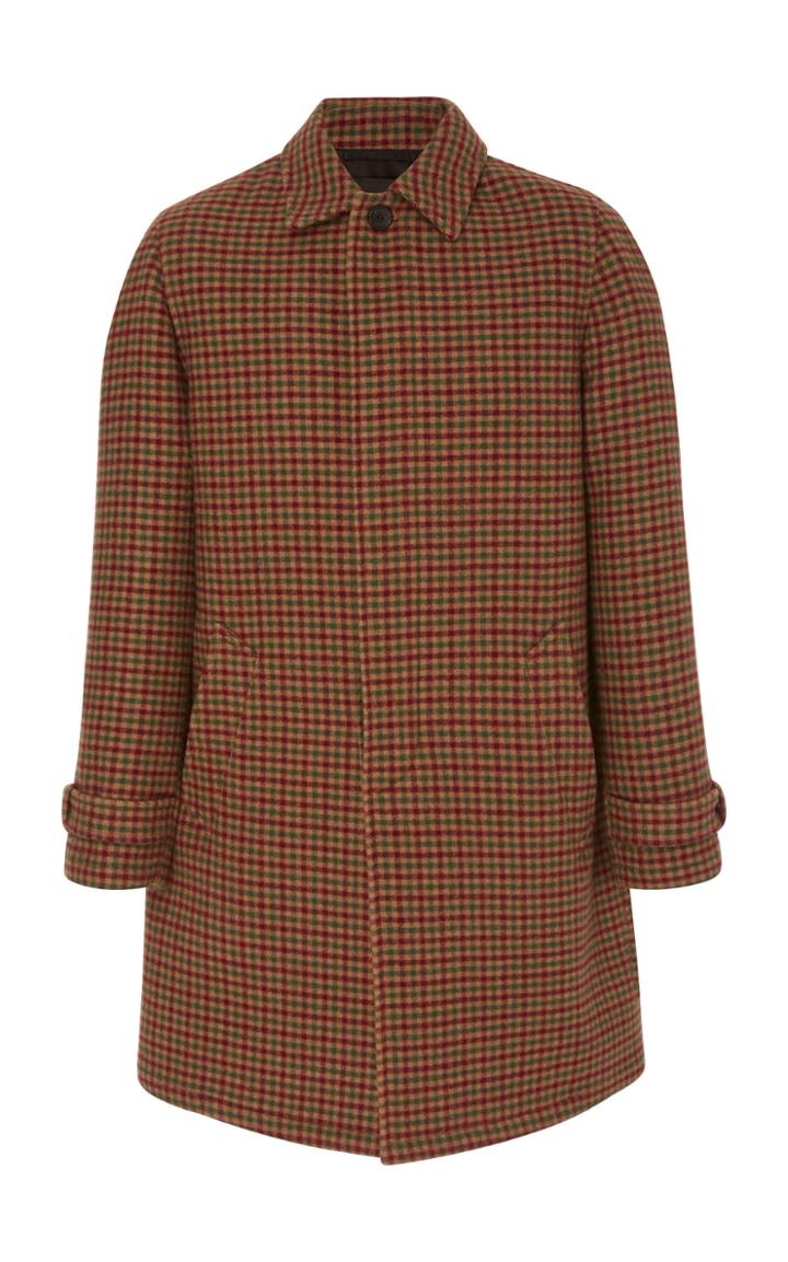 Prada Plaid Wool Overcoat