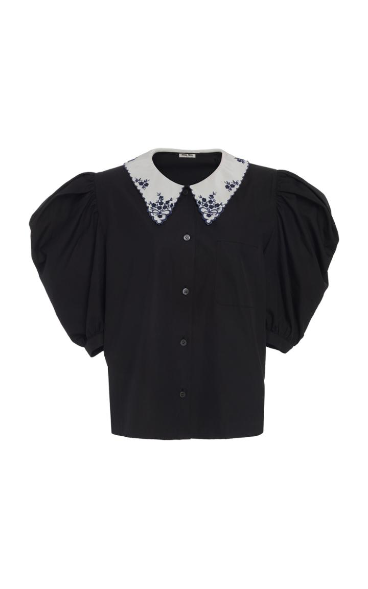Miu Miu Embroidered Collar Button Down Top