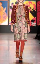 Anna Sui Fringed-hem Quilt-print Chiffon And Hopsack Dress