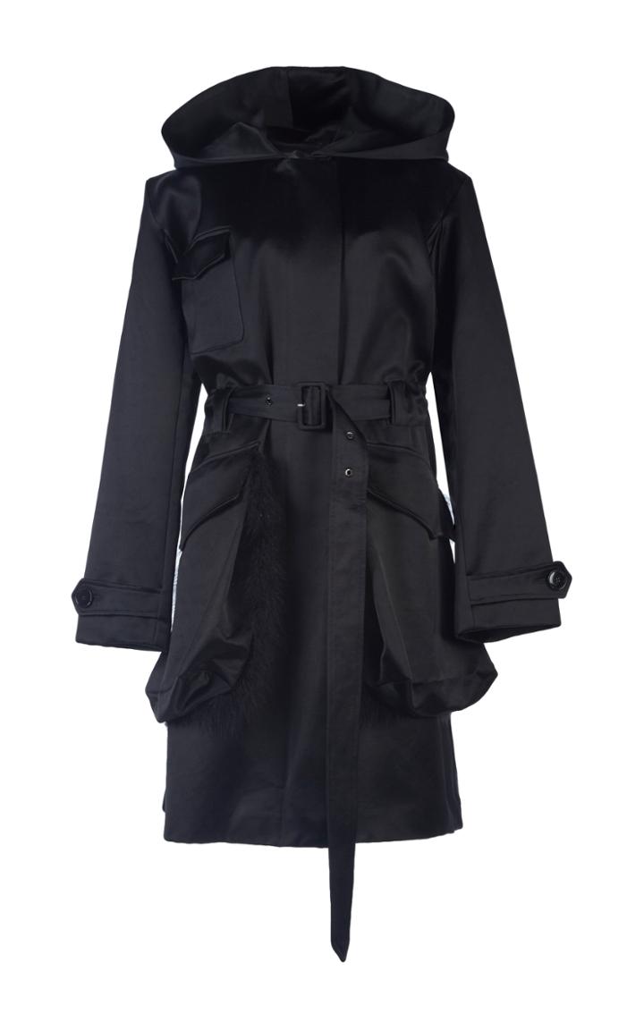 Simone Rocha Coated Cotton Parka With Feather Trim