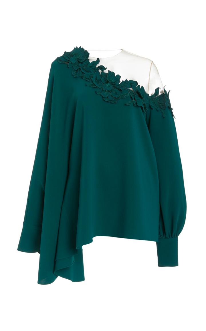 Moda Operandi Oscar De La Renta Cold-shoulder Silk-blend Blouse