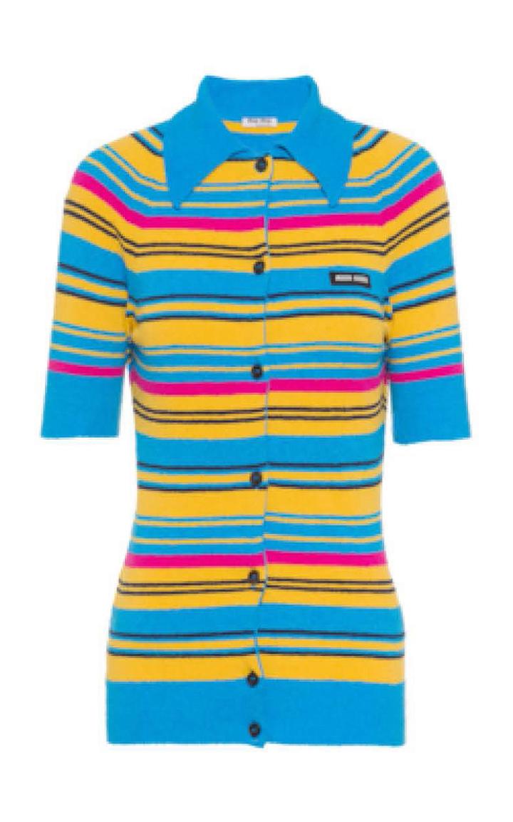 Moda Operandi Miu Miu Short-sleeve Ribbed Knit Cardigan