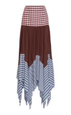 Loewe Pleated Gingham Cotton And Voile Maxi Skirt