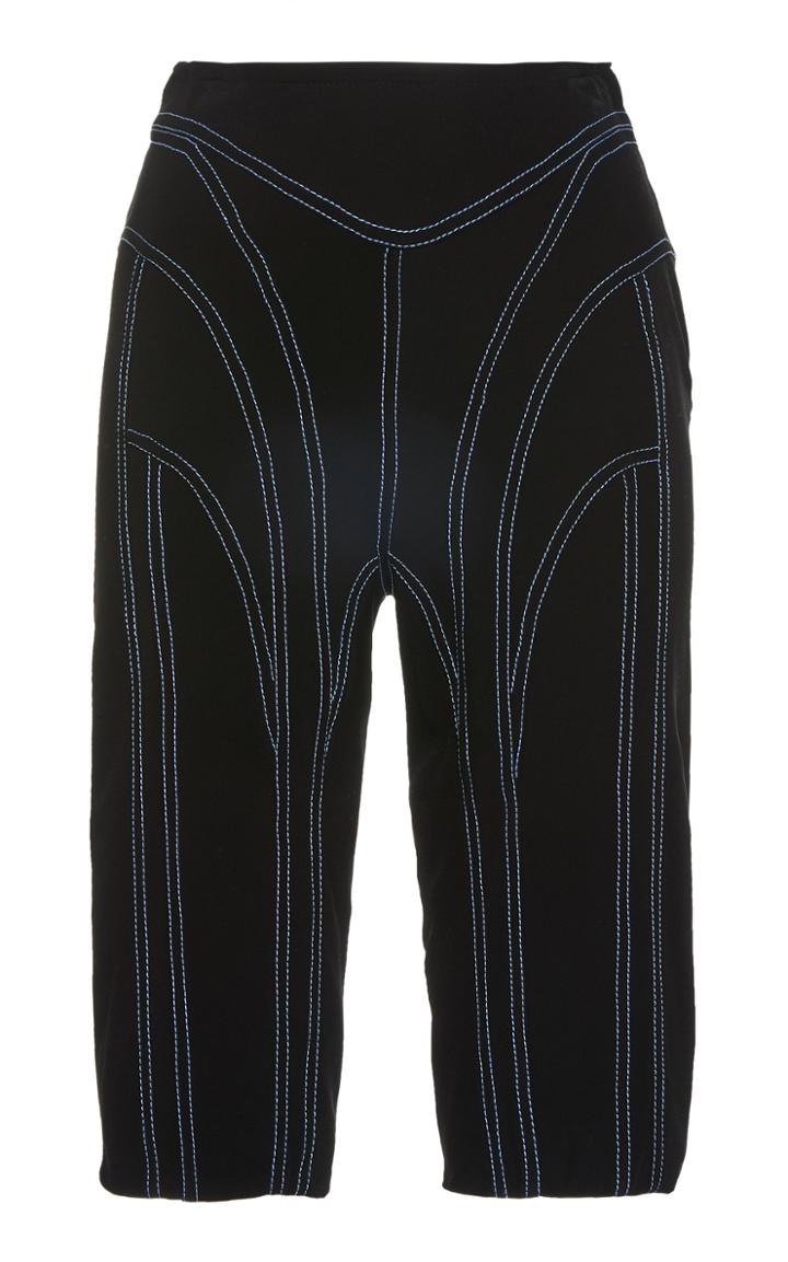 Mugler Contrast Stitching Crepe Cycling Shorts