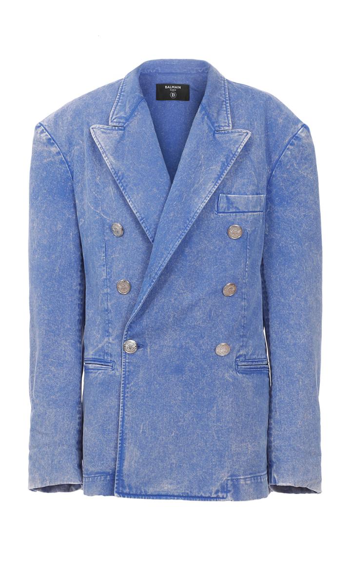 Moda Operandi Balmain Oversized Acid-wash Denim Blazer Size: 36