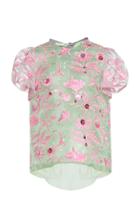 Delpozo Embroidered Organza Floral Top