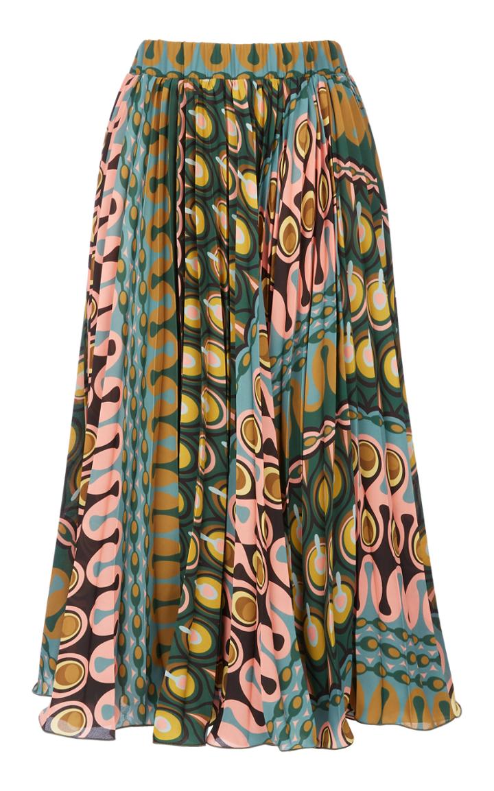 Moda Operandi La Doublej Soleil Printed Plisse Skirt