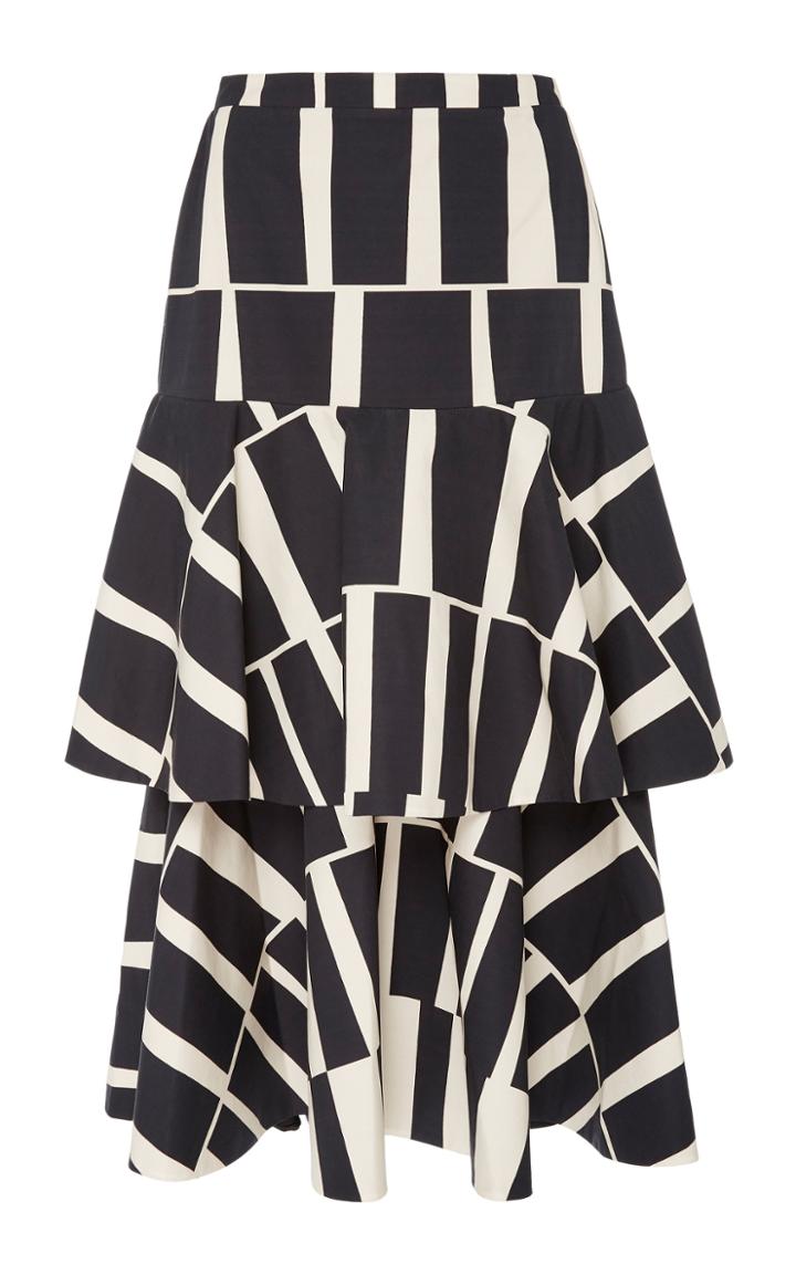 Johanna Ortiz Vanguard Tiered Printed Cotton Midi Skirt