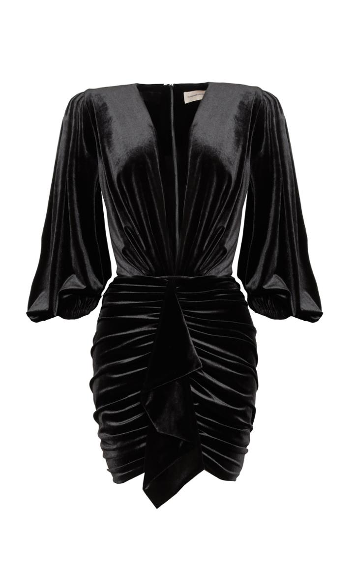 Alexandre Vauthier Draped Sleeve Velvet Dress