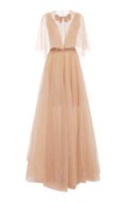 Marchesa V-neck Gown With Embellished Capelet