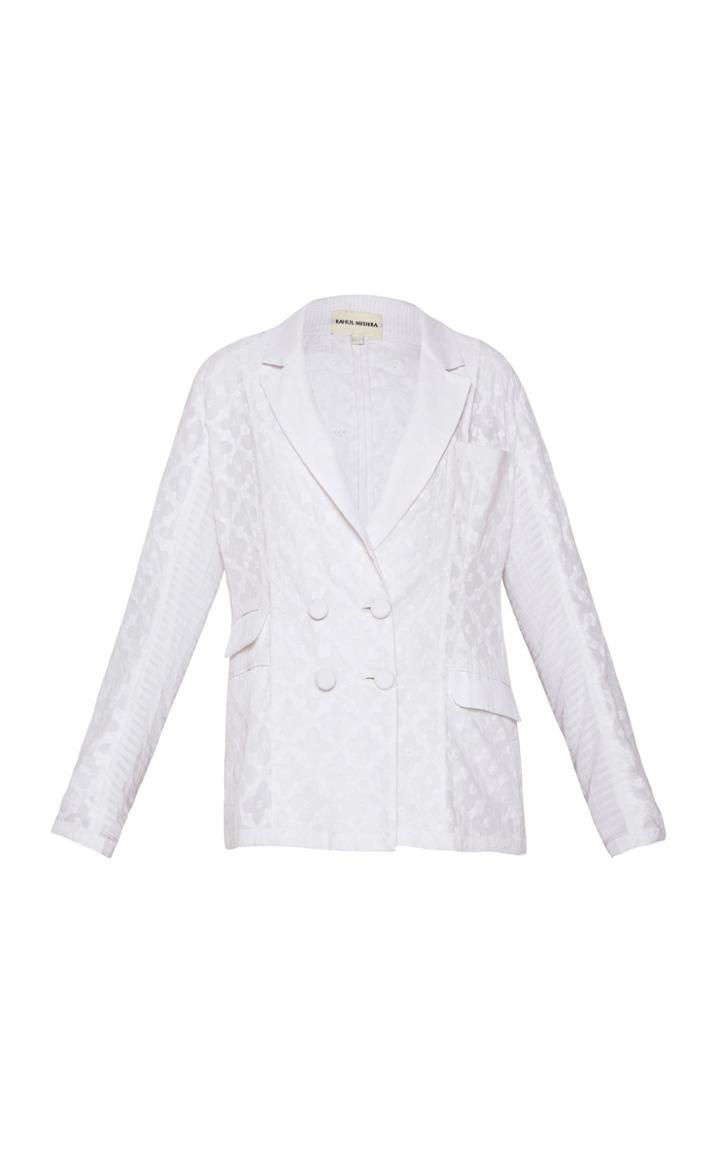 Rahul Mishra Jharokha Double Breasted Cotton Embroidered Blazer