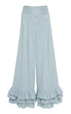 Luisa Beccaria Ruffled Hem Cotton Linen Blend Pants