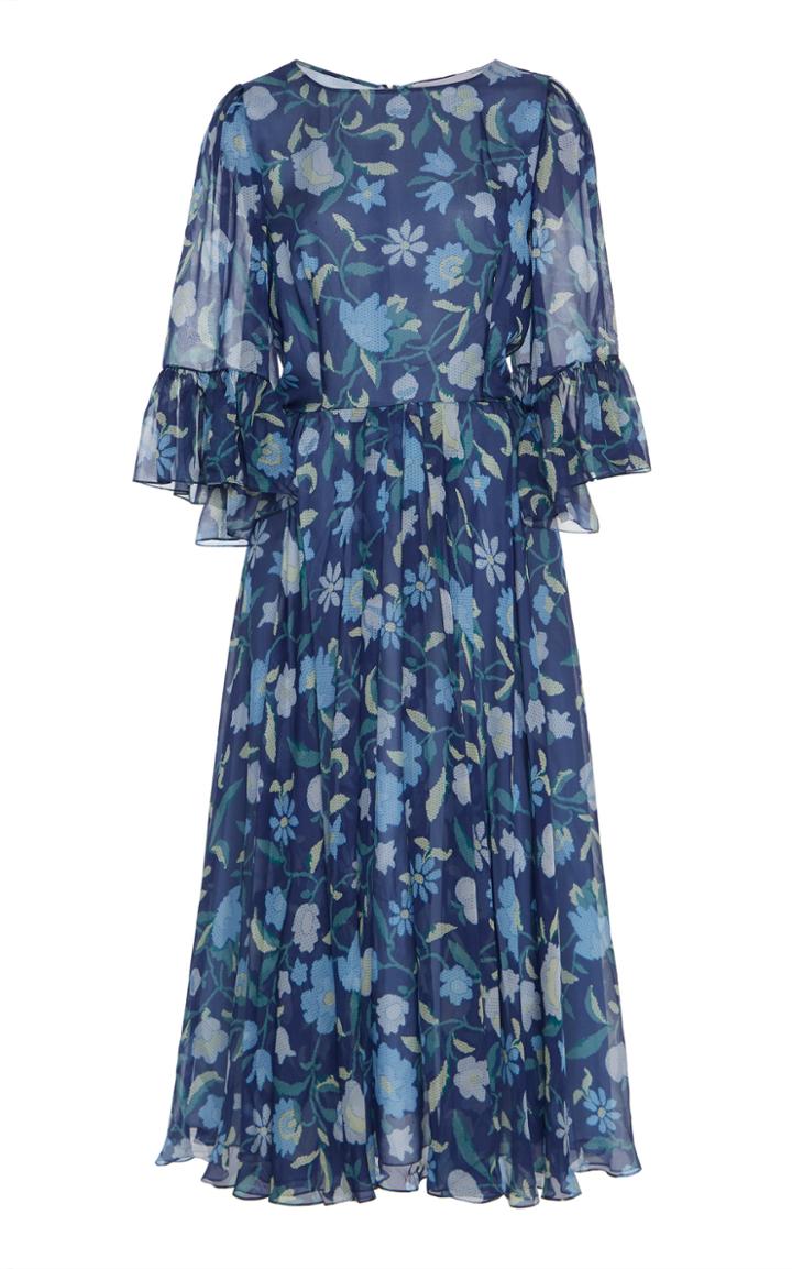 Luisa Beccaria Floral Midi Dress
