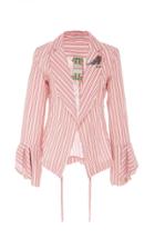 Roopa Ria Stripe Embroidered Back Tie Up Jacket