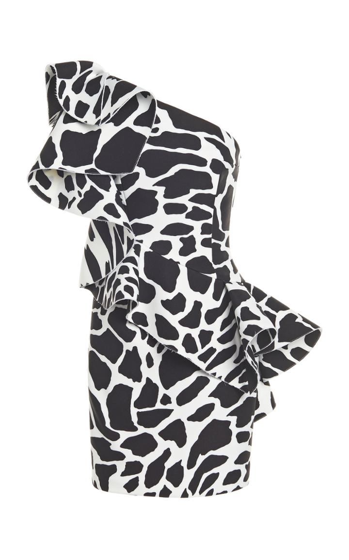 Moda Operandi Alexandre Vauthier Giraffe-print Crepe One-shoulder Mini Dress