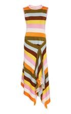Moda Operandi Oscar De La Renta Striped Silk Dress Size: 0