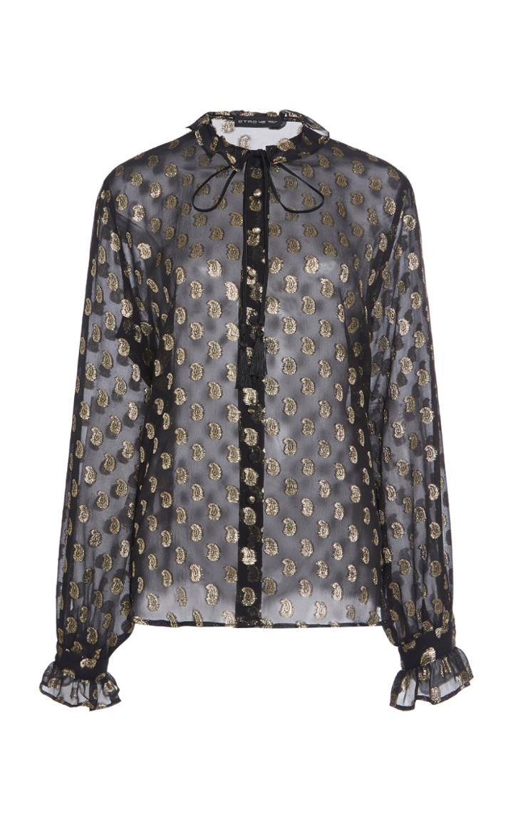 Etro Metallic Embroidered Silk-organza Blouse