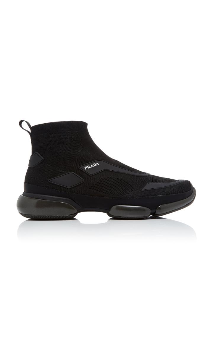 Prada Cloudbust Stretch-knit High-top Sneakers