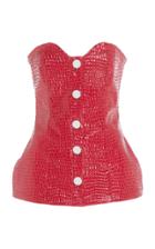 Rowen Rose Strapless Embossed-faux-leather Top