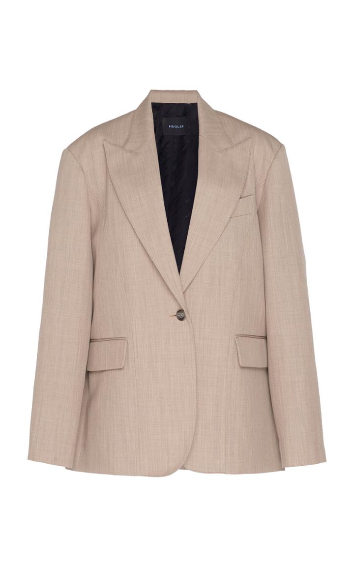 Mugler Oversized Single Button Wool Blazer Jacket