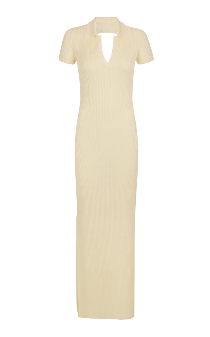Moda Operandi Anna October Ella Ribbed Polo-collar Backless Maxi Dress