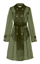 Apparis Oliva Organza Sheer Trench Coat