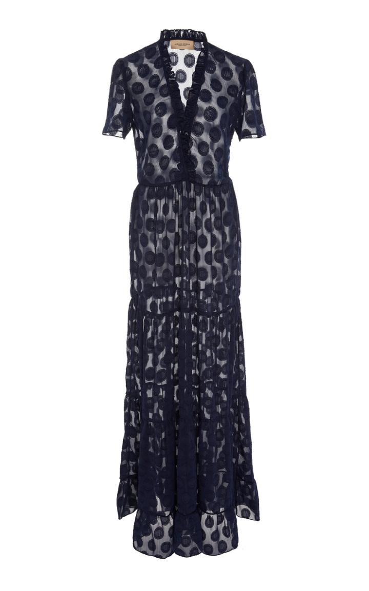 Adriana Degreas Ruffled Jacquard Maxi Dress