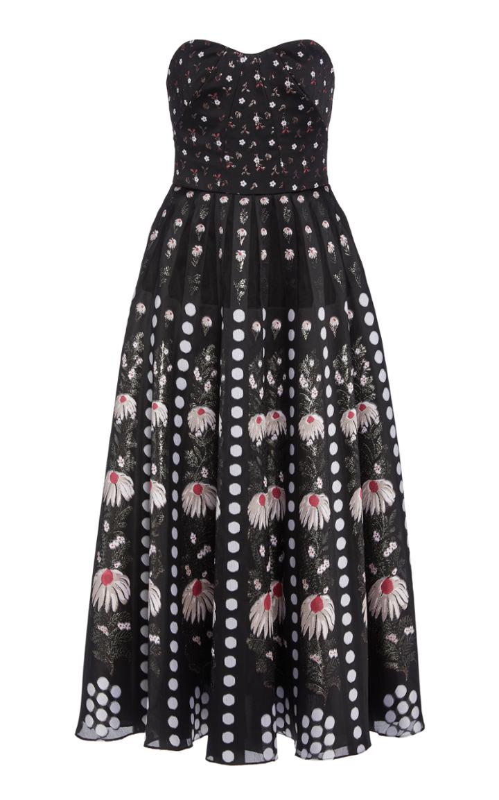 Moda Operandi Lela Rose Printed Strapless Midi Dress