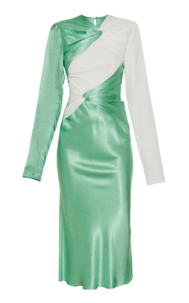 Moda Operandi Lado Bokuchava Knot-front Satin Two-tone Midi Dress Size: Xs