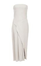 Prabal Gurung Cashmere Flannel Asymmetrical Pleated Strapless Dress
