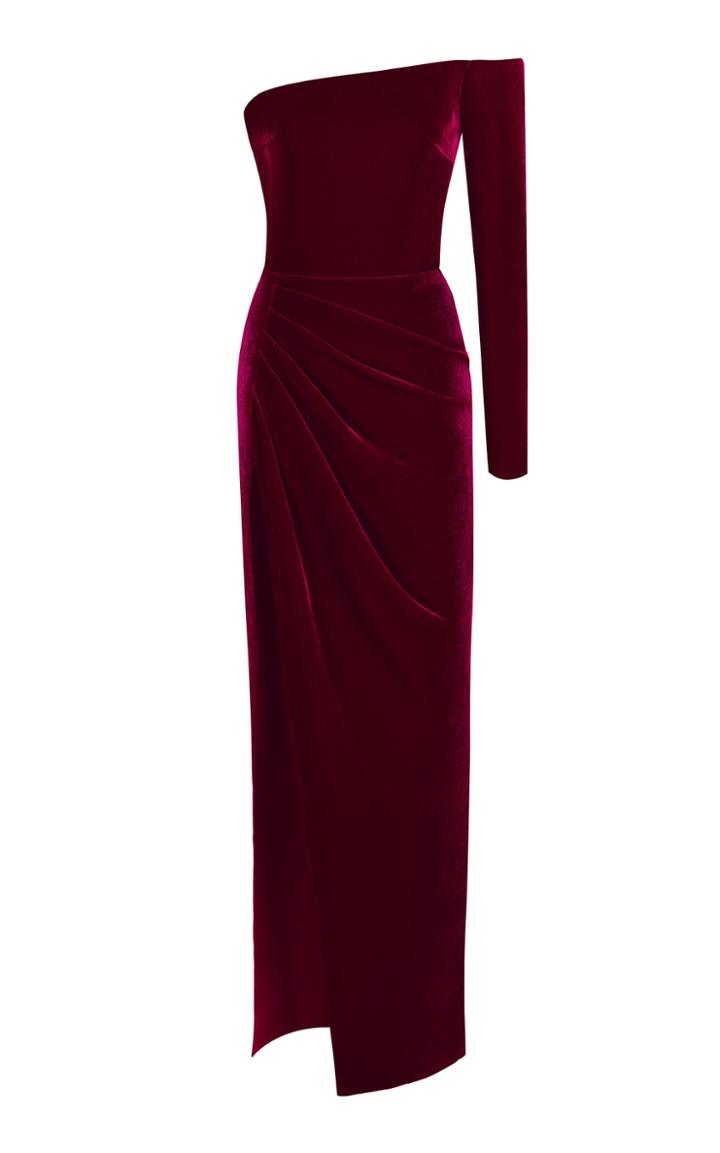 Rasario Off-shoulder Silk-blend Velvet Corset Gown