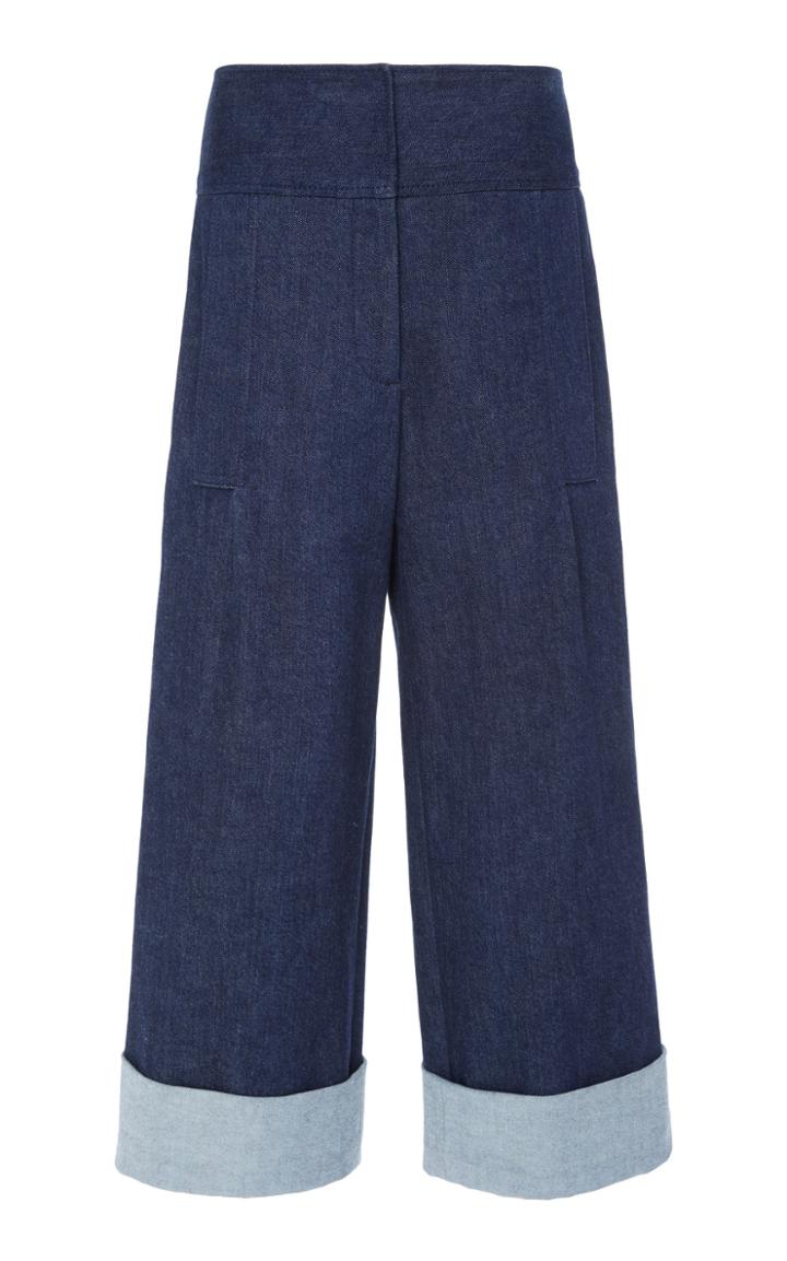 Carolina Herrera Wide Leg Cropped Denim Pant