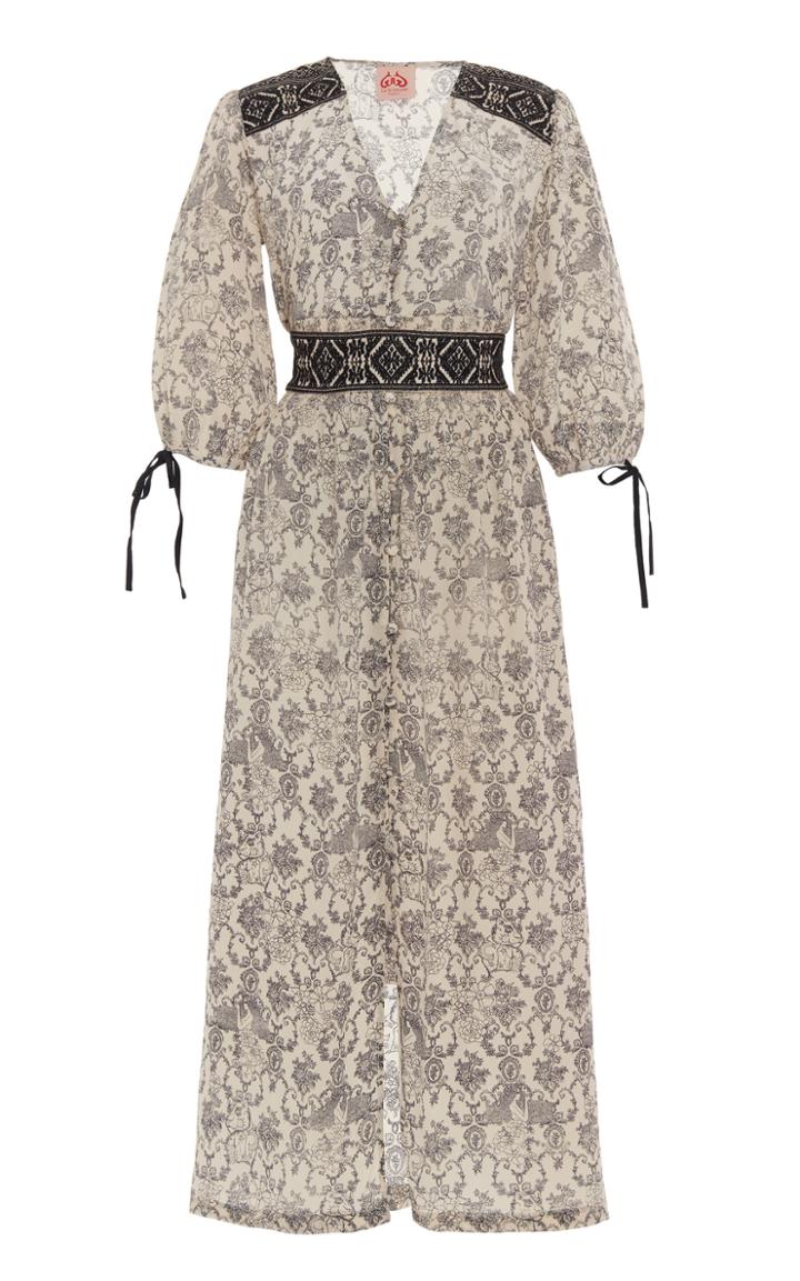 Moda Operandi Le Sirenuse Positano Vali Myers Catherine Printed Silk Midi Dress Size